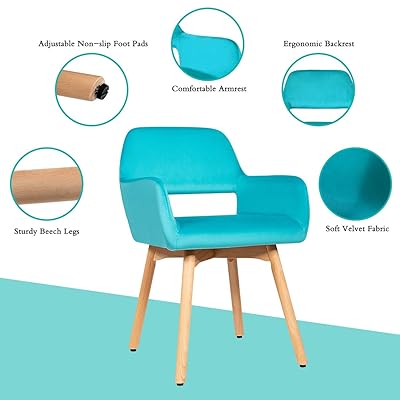 Buy Giantex Set Of 2 Velvet Dining Chairs Modern Leisure Accent Living Room Chair W Wood Legs Non Slip Foot Pads X Shaped Support Comfortable Cute Arm Chair For Dining Room Bedroom 2 Turquoise Online