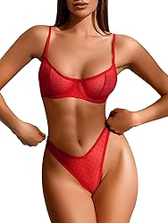 Lilosy Sexy Mesh Sheer Underwire Push Up Women