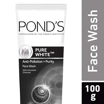 Ponds Pure White Anti Pollution + Purity With Activated Charcoal Facewash, 100g