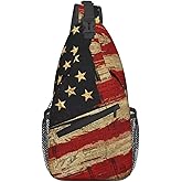 Vintage American Flag Sling Bag Lightweight Sling Backpack Crossbody Bag for Men Women Casual Shoulder Daypack Anti Theft Purse Crossbody Fanny Pack Travel Hiking Gym Sports