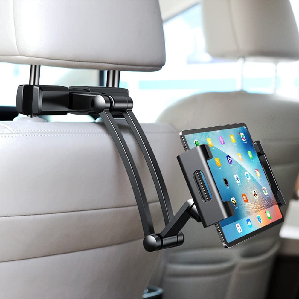 Tablet Holder for Car,iPad Car Mount,iPad Car Holder Back Seat,Secure and Stable,Compatible with 5.27-10.24 inch Smartphones or Tablets,Adjustable Distance,Viewing Angle,Rotating Screen
