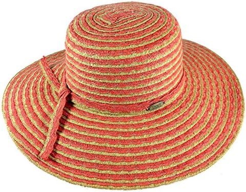 Cappelli Straworld Wide Brim Straw Sun Hat with UPF 50+ Sun Protection (Coral)
