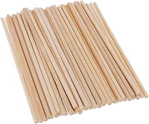 Palos de bambú de 30 cm de largo con varillas de madera para proyectos
