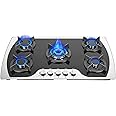 5 Burners Gas Cooktop, 35'' Gas Stove Top Bulit-in Stainless Steel Gas Hob NG/LPG Convertible Gas Stovetop with Thermocouple Protection for Kitchen Camping RV Apartment