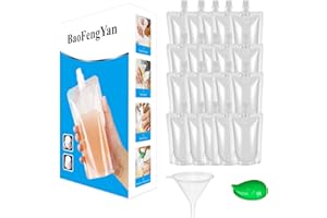 Plastic Drink Flasks Pouches, 20 Pcs 200ml Reusable Concealable Liquor Bags with Funnel Kit for Cruise, Runners, Travel, Camp