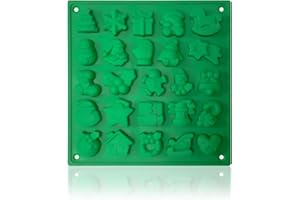 BEZANU Christmas Silicone Mold, Green 3D Reindeer Santa Shape Baking Mold for DIY Handmade Chocolate, Jelly, Ice (18 x 19 x 1