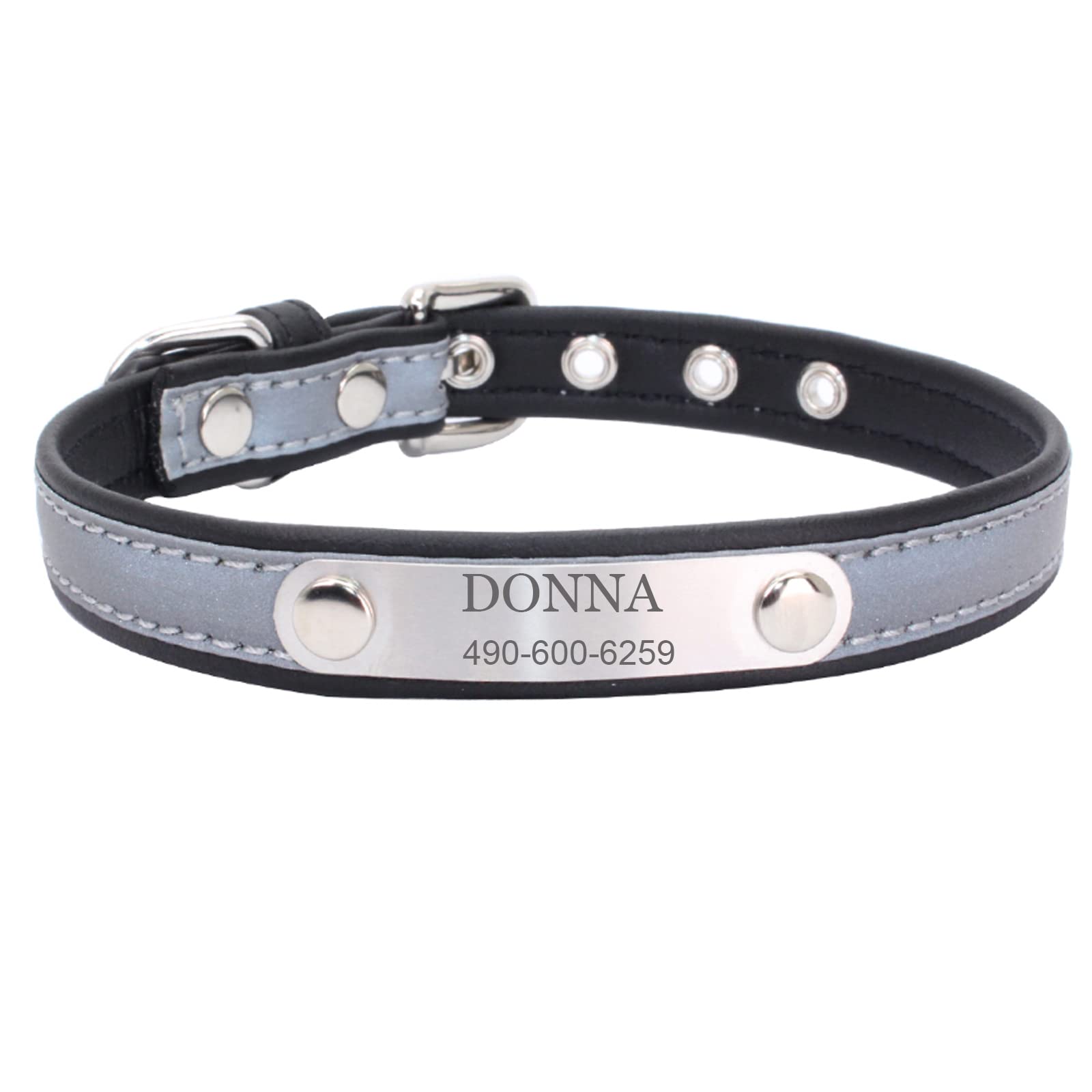 Personalized Leather Nameplate Dog Collar Custom Free Engraved ID Name Tag Pet Dog Collars for Small Medium Large Dogs