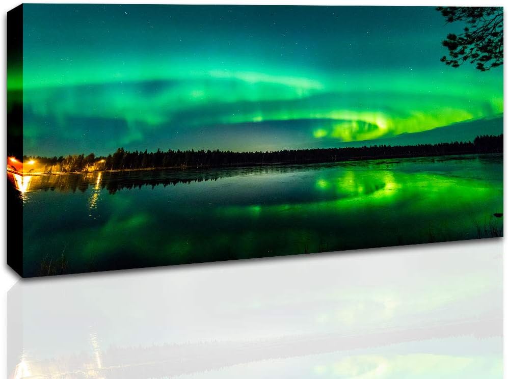 Aurora Borealis Canvas Wall Art Northern Lights Artwork Aurora Night Sky Prints Picture for Bedroom Living Room Decor 20x40 Inch