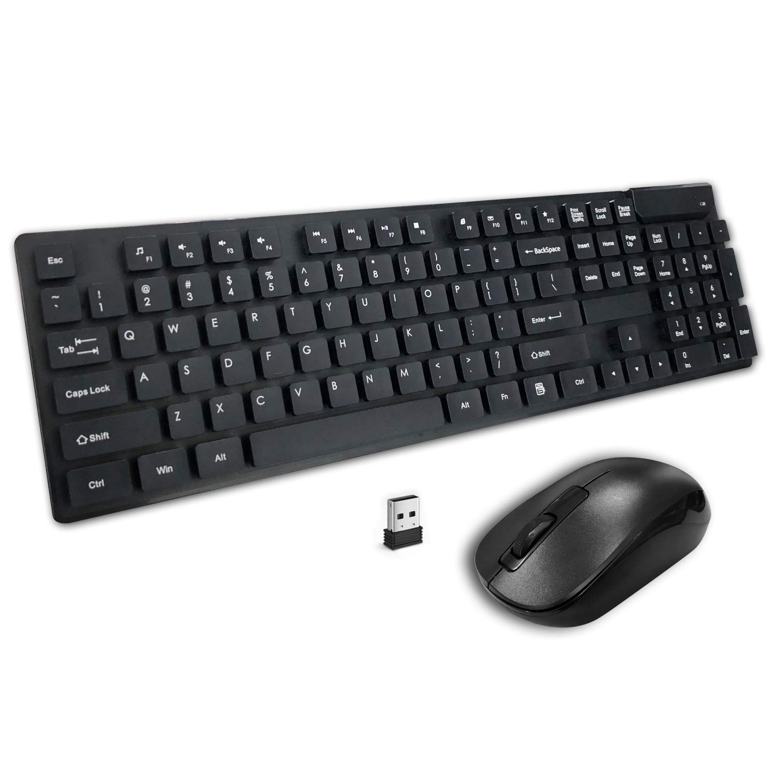 Wireless Keyboard And Mouse Combo - 2.4G Full-Sized Keyboard With Number Pad & Silent Mouse