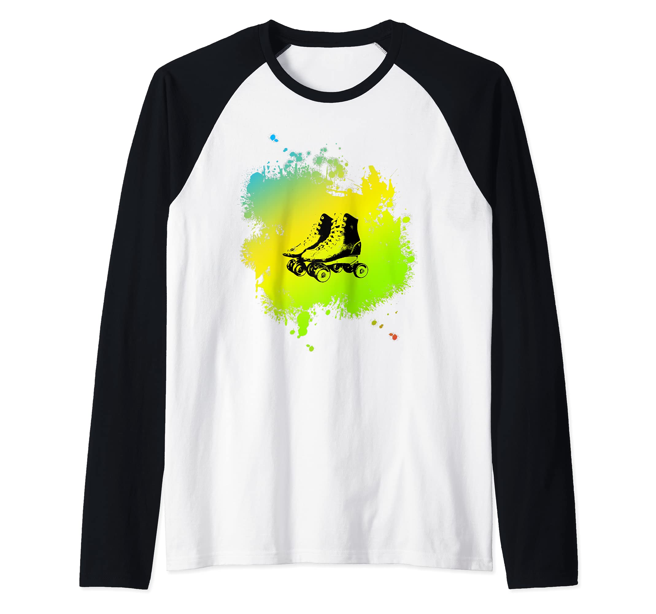 Retro Roller Skater for skating the Floor Raglan Baseball Tee