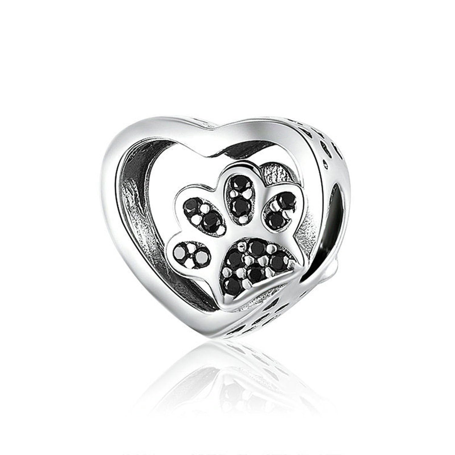 Dog Paw Charm 925 Sterling Silver Animal Charm Pet Charm Birthday Charm for Pandora Charm Bracelet