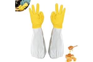 ECONVCE Beekeeping Leather Gloves with Breathable Sleeves - Protective Workwear Compatible with Bee Suits, Durable for Gardening & Farming (Yellow, XL)