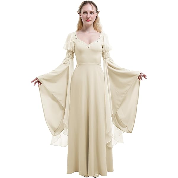 YUDATPG Middeleeuwse uitlopende jurk met lange mouwen, renaissance-stijl, boerenjurk, Halloween-kostuum, gothic feeënjurk, nachthemd, Paars., XXL