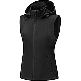GGleaf Women's Hooded Softshell Vest Fleece Lined Windproof Zip Up Sleeveless Jacket Lightweight Coat for Running