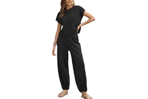 Ugerlov Women's Two Piece Outfits Sweater Sets Knit Pullover Tops and High Waisted Pants Lounge Sets