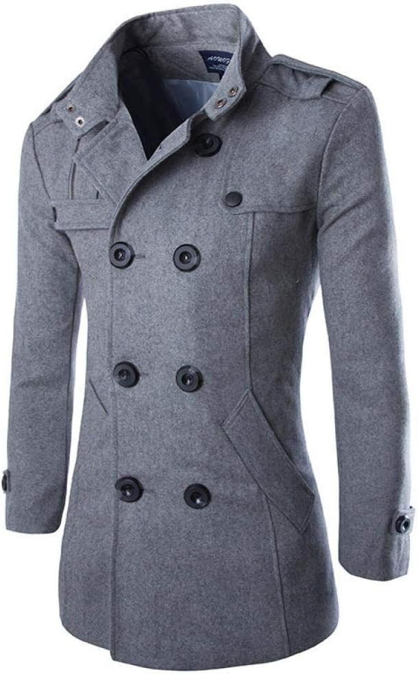 Mens Classic Stylish Lightweight Double Breasted Trench Coat Long Sleeve Blazer Jacket Top