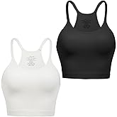 Nabawa Crop Tank Tops for Women Ribbed Seamless Racerback Tank Top No Pad Camisole Tops for Yoga Gym Workout