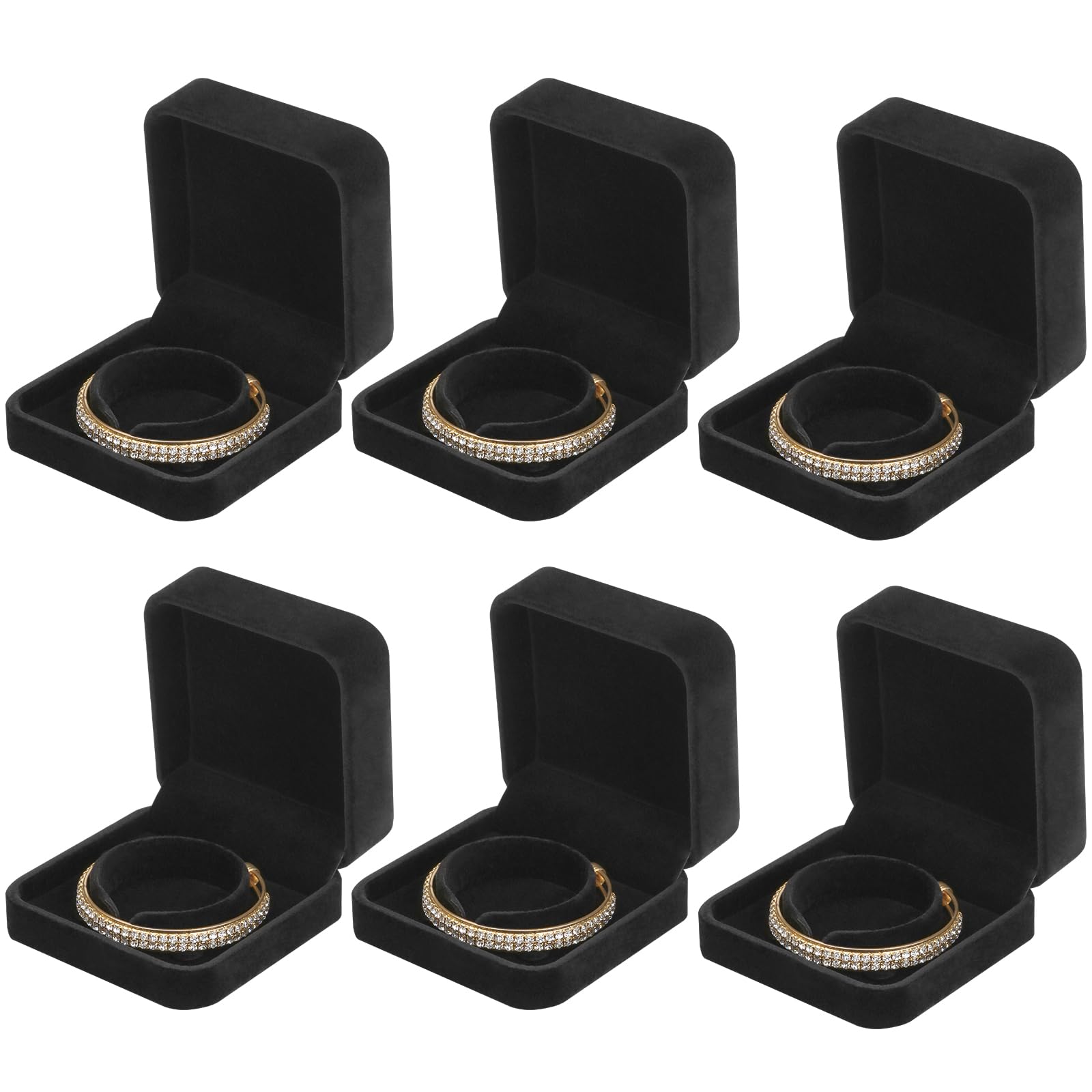 Photo 1 of ** ONLY 3** LETURE 6 Pieces Velvet Jewelry Gift Boxes for Necklace Pendant Bracelet Ring Earring, Jewelry Storage Display Case for Christmas Wedding Engagement Birthday Anniversary (Bracelet Box - 6PCS)
