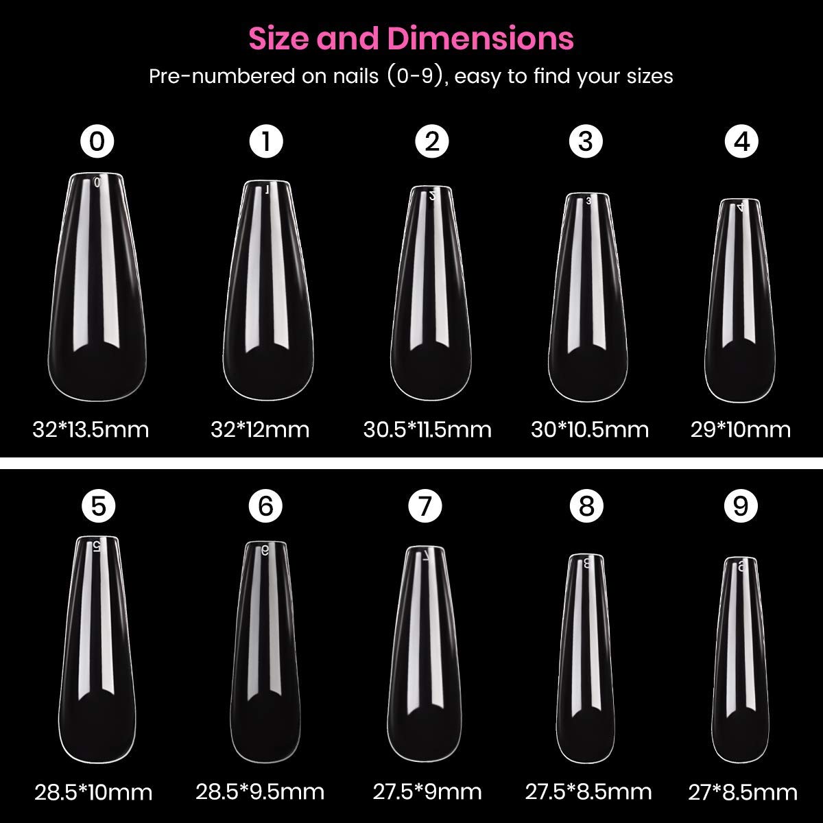 Long Coffin Fake Nail Tips - Beetles Gel Polish 500Pcs Acrylic Press on Nails Clear Artificial False Nails with Nail Glues for Acrylic Nail/Dip Powder Nails/Poly Nail Extension Gel Nail Art DIY Home: Beauty