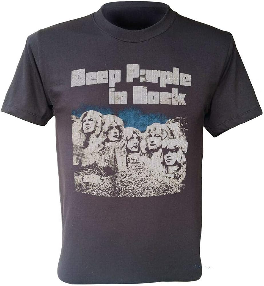 Deep Purple TShirt in Rock Album 1970 Band Retro Men TShirt Charcoal
