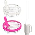 2 Couvercles Gobelet 40 Oz Avec Paille - Compatible Stanley Quencher - Étanche, Anti-Éclaboussures - Blanc