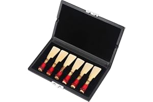Bassoon Reed Case Box, PU Leather Cover Black Bassoon Reed Container Box Case with Slots for 6pcs Reeds