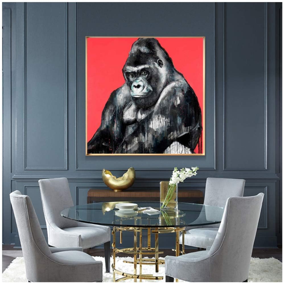 Amazon Co Jp アート現代の装飾絵画ブラックゴリラ壁の写真は キャンバスプリントのposers動物の絵画19 6x19 6in 50x50cm フレームなしのリビングルームの絵画 Home Kitchen
