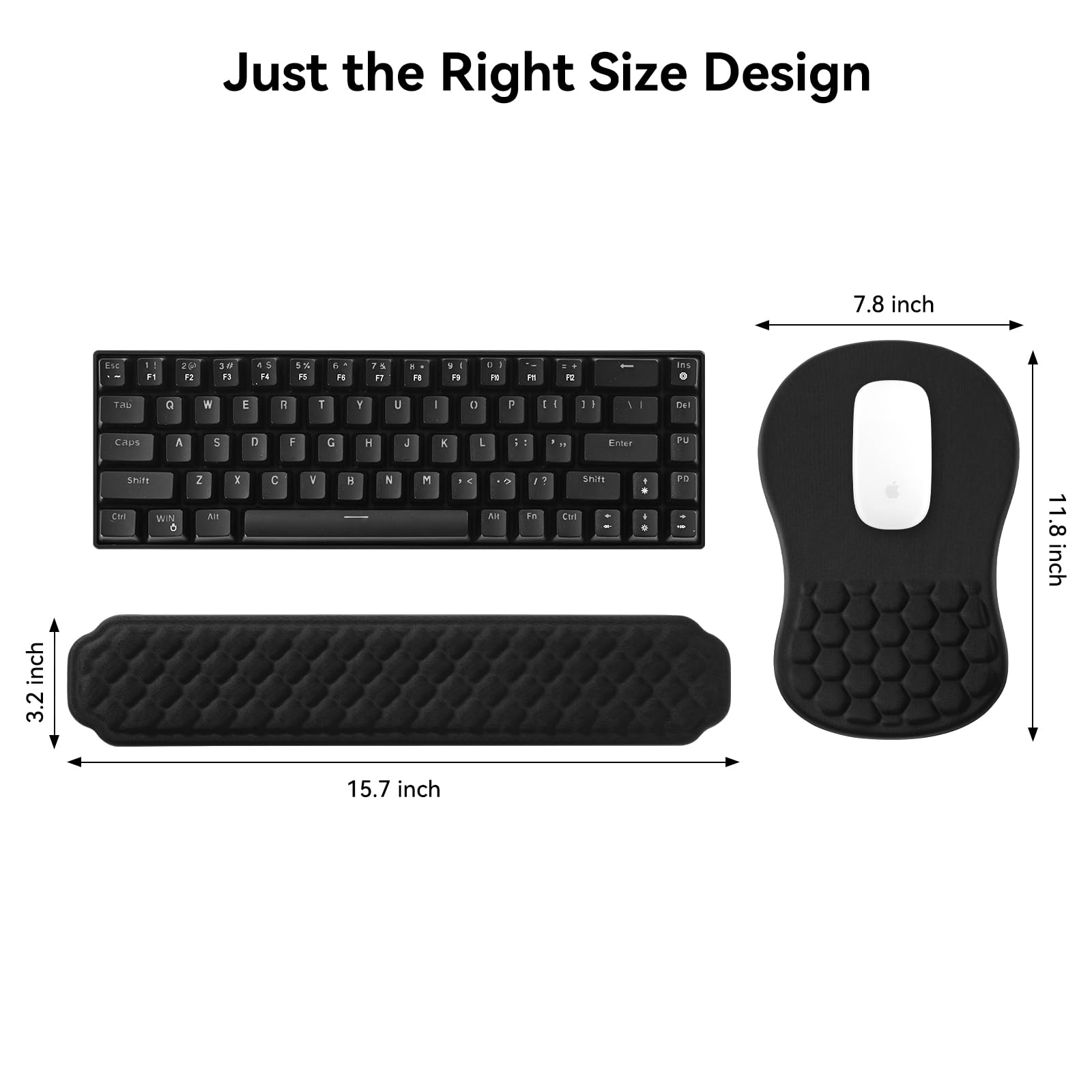 EooCoo Ergonomisches Mauspad und Handballenauflage Tastatur, Mousepad mit Massage-Noppen, Gaming Memory-Schaum Mausmatte mit Rutschfester PU-Basis, für Schmerzlinderung, für Alle Maus Laptop, PC 7