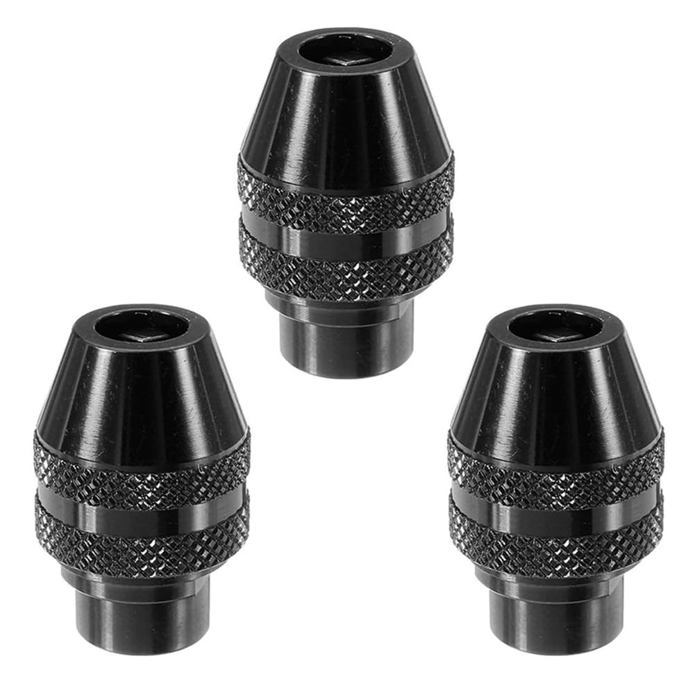 Teocpai 3pcs Keyless Chuck for Dremel 4486, 3000, 4000, 7700, 8200 Rotary Tools (Aluminium, 0.8-3.4mm Clamping Range)