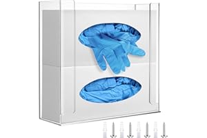 Weysat Wall Mounted Acrylic Glove Box Holder Double Dispenser Floating Glove Box Organizer Storage Rack for 2 Boxes for Kitchen Cleaning Closet Lab Exam Office (10.6 W x 10.0 H x 3.5 D)