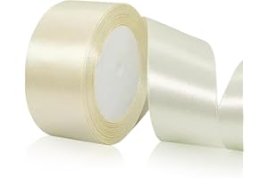 Ivory Satin Ribbon for Valentine Gift Wrapping, Flower Bouquet Accessories 1 1/2 Inches x 25 Yards Cream White Silk Ribbon, W