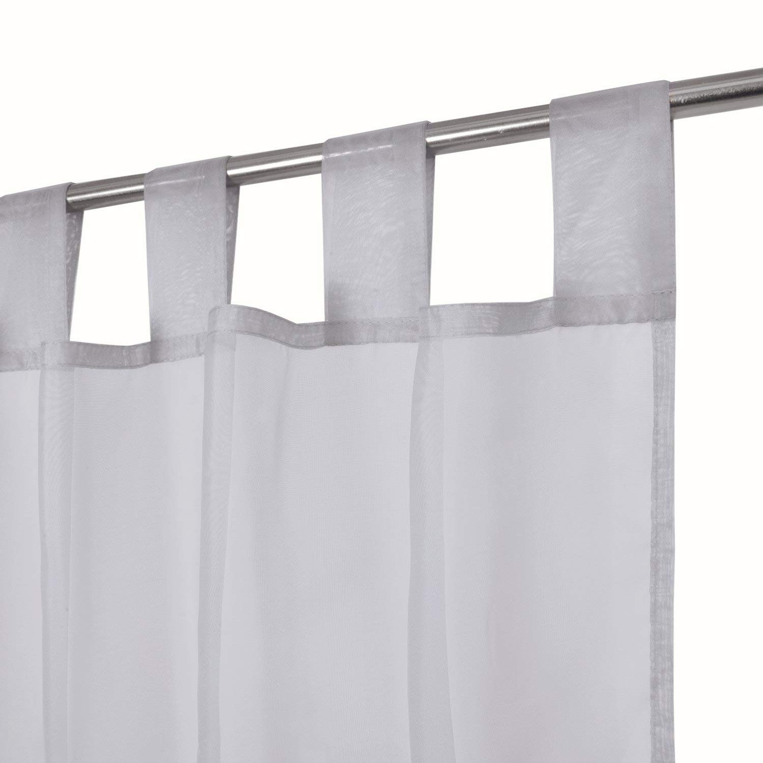 Megachest sheer Voile Tab Top Curtain(Silver, 56" wideX118 drop(W142cmXH300cm))