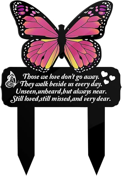 Chihutown Memorial Grave Stake Butterfly Acrylic Memorial Plaque 9.8x7.9 in