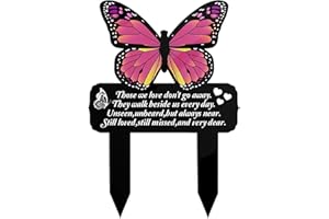Memorial Grave Stake Markers, Grave Decorations for Cemetery Grave, Acrylic Sympathy Butterfly Plaque, Waterproof Remembrance
