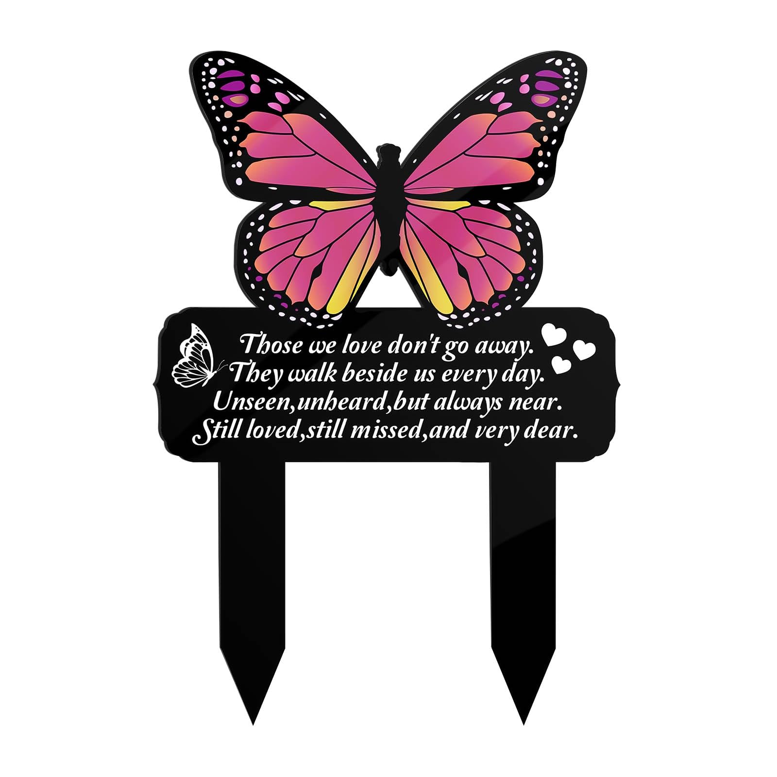 Chihutown Memorial Grave Stake Markers, Grave Decorations for Cemetery Grave, Acrylic Sympathy Butterfly Plaque, Waterproof Remembrance Plaque for Cemetery, Yard Garden Decoration with Verse