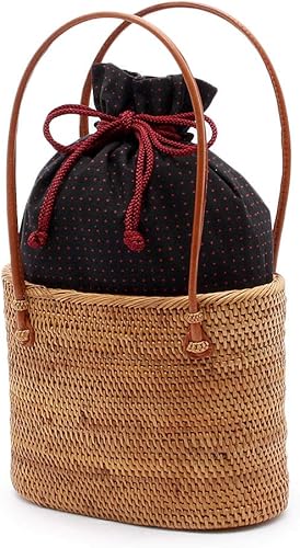 Amazon キステ Kisste 浴衣 浴衣バッグ アタバッグ かご バッグ 赤 黒 十字ドット 浴衣バッグ 浴衣バック 着物バッグ きもの バッグ アタ かごバッグ かごバック カゴ 籠 巾着 大きめ おしゃれ かわいい バック カゴバック 和 和柄 レトロ 古典 レディース 7 3