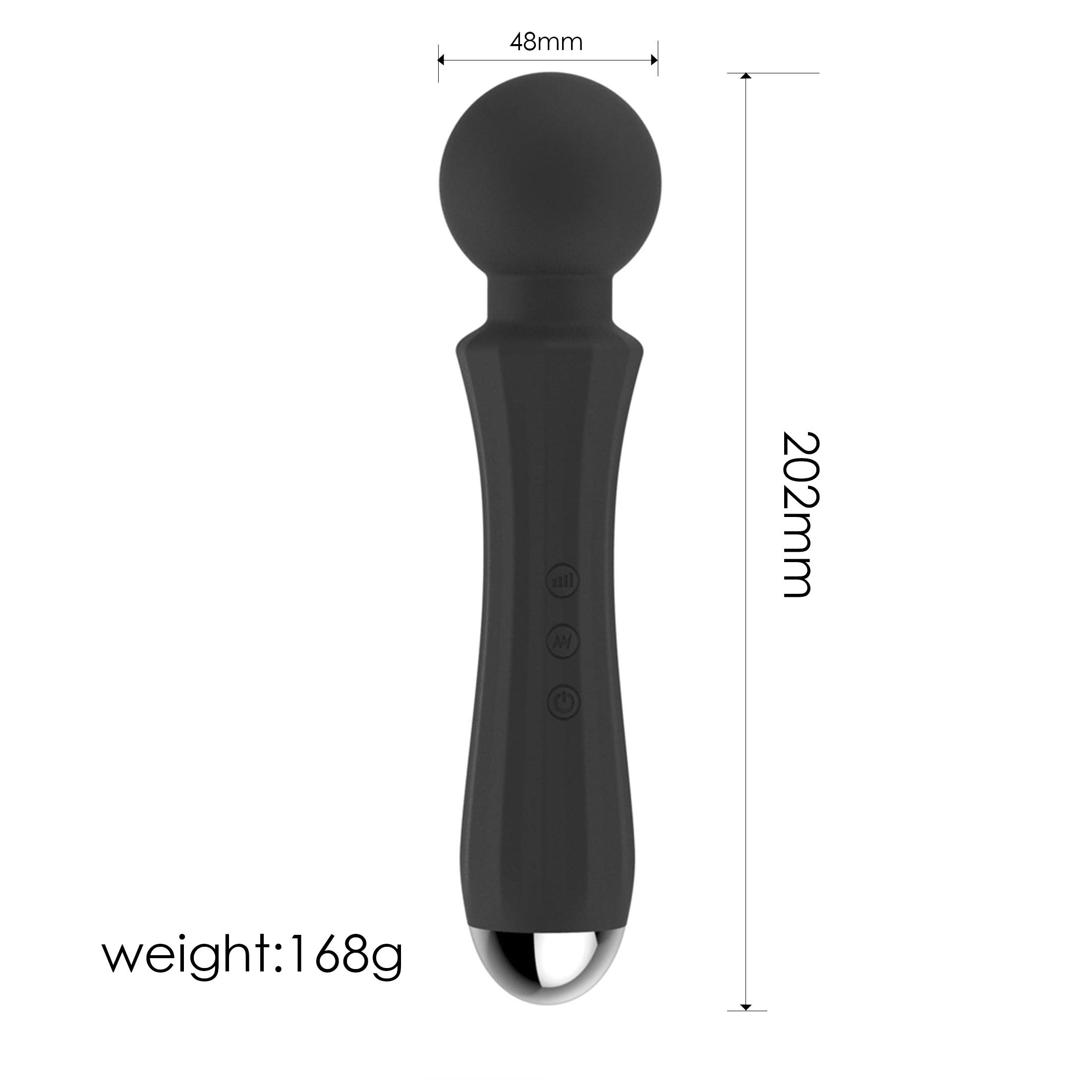 Adlme Massager, 8 Powerful Speeds 20 Vibration Modes, Portable Personal Rechargeable Massager, Magnetically Suction Charging, Handheld Cordless Waterproof Massager Muscle Aches Sports Recovery-Black