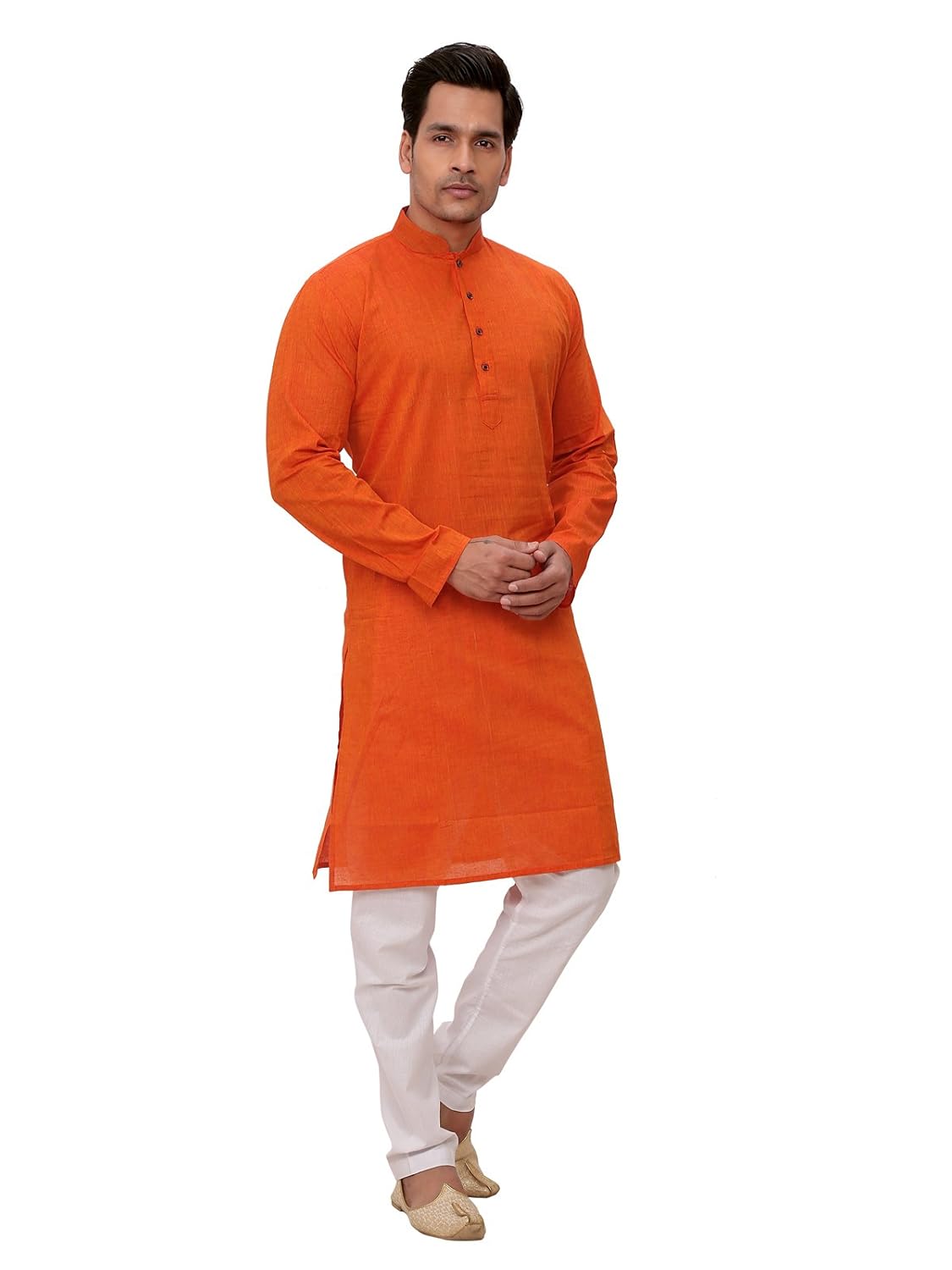 a.b.c. garments orange south cotton kurta pyjama set for men