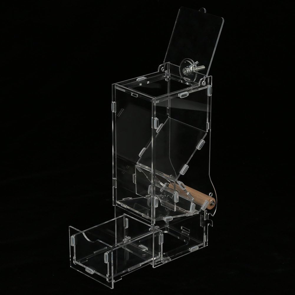 Feeding bowl, birds, parakeet feeder, acrylic, automatic pet seed feeder, transparent food container, cage assembly with perch, M a - Image 4