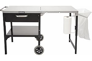 Cuisinart Prep ‘n Cook Outdoor Table and Grill Stand, Stainless Steel Folding Table with Wheels, 48” x 24” Prep Station for Home BBQ, Tailgates, Cookouts