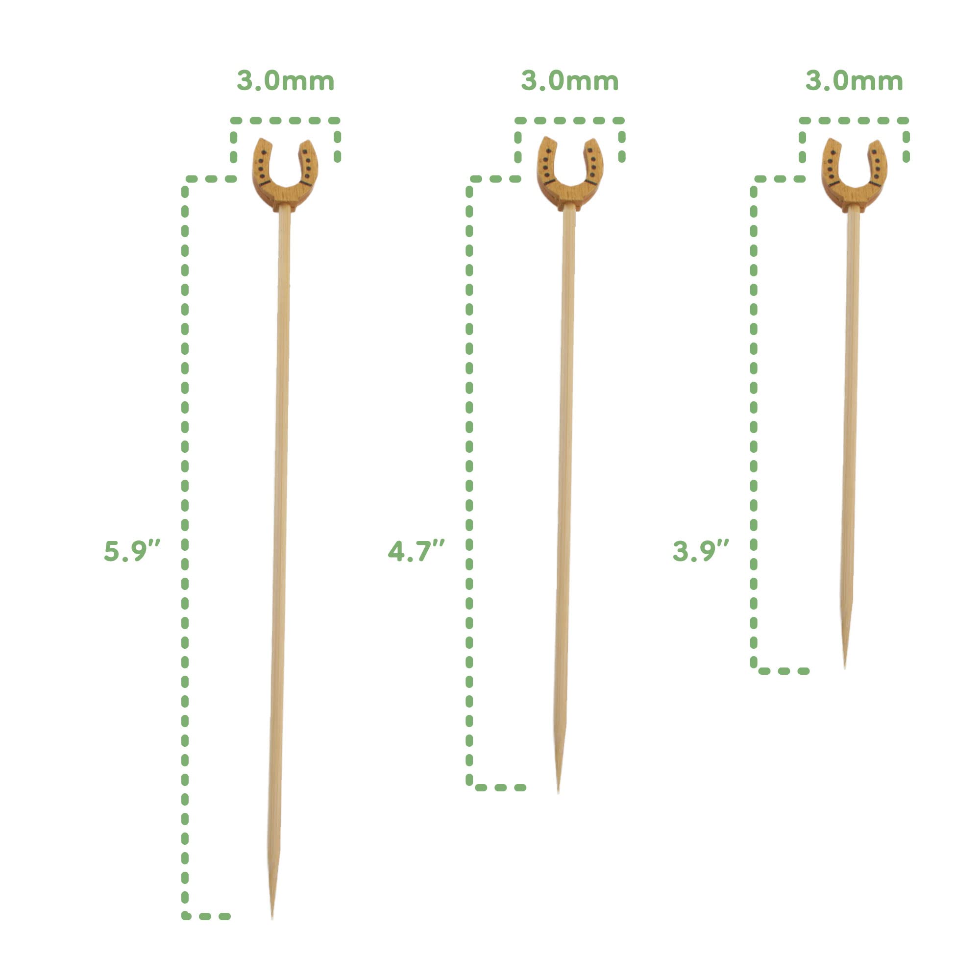 BambooMN 3.9" Decorative Lucky Horseshoe End Bamboo Cocktail Fruit
