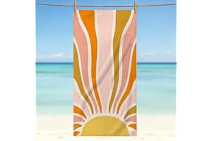 Boho Sun Beach Towel, Boho Themed Pool Towels Oversized, Sandproof Absorbent Quick Dry Towels Cloud for Travel Pool Camping S