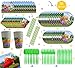 145 Pack Dinosaur Party Supplies Set Serves 16，Dinosaur Birthday Packs Including Flatware，Spoons , Plates , tablecloth，Cups，Straws，Napkins，invitation cards，Perfect Dinosaur Party Favor Pack Set for Kids Girl Boy Baby