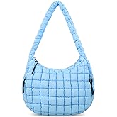 izuzta Quilted Puffer Tote Bag for Women Large Crossbody Bag Lightweight Nylon Puffy Quilted Carryall Hobo Puff Shoulder Bag