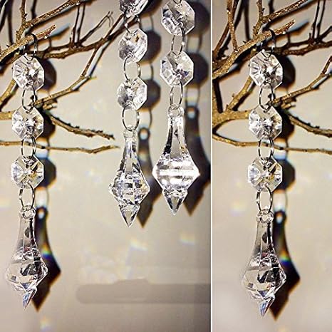 Whitelotous 10pcs Acrylic Hanging Crystal Wedding Beads Christmas