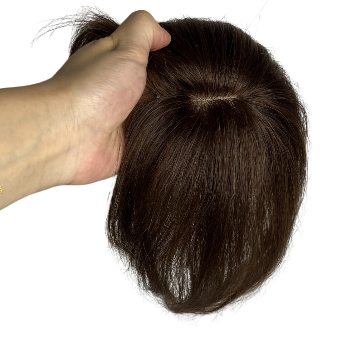 Photo 1 of 100% Human Hair Toppers Clip in Hairpieces with 3D Air Bangs for Women Straight Toupee Middle Part Wiglets for Mild Hair-Loss (Auburn)