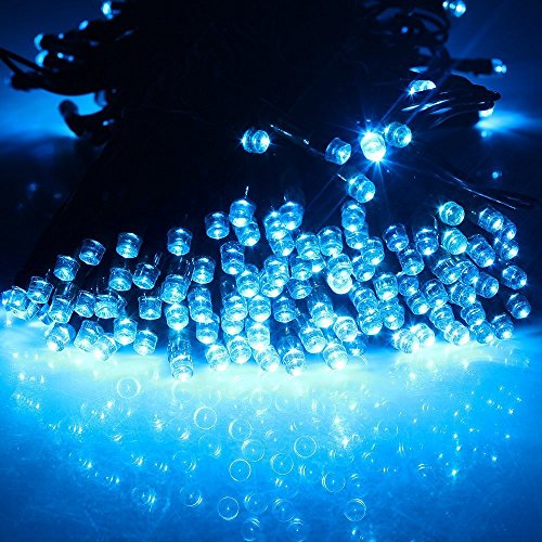 Blue 17m 55ft 100 LED Solar Powered Fairy String Light for Outdoor / Gardens / Homes / Christmas / Partys / Weddings / Easter / Festivals;Party Decoration Waterproof Solar Lights (100 LED ,Blue color)