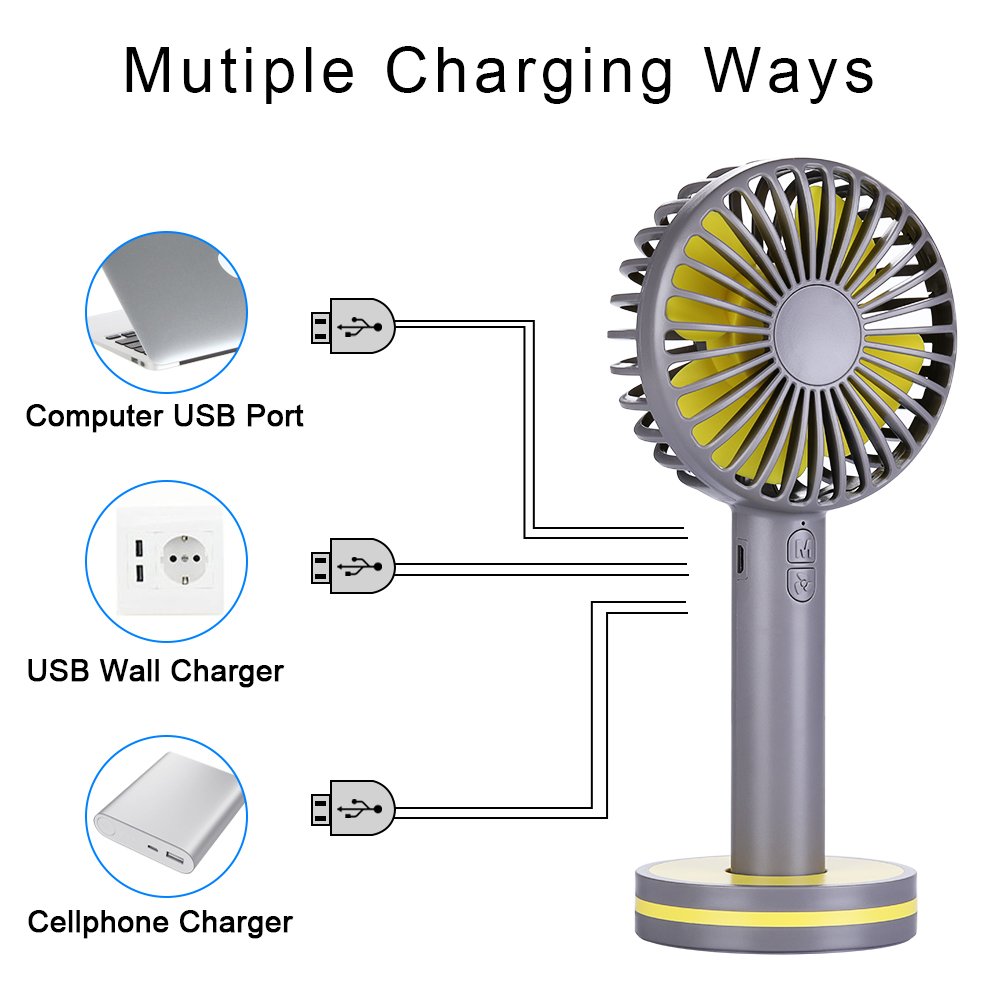Idealife Portable Fan Mini Personal Fan Handheld Fan USB Rechargeable Battery Operated Fan with 3 Adjustable Speeds Mirror Base Small Powerful Hand held Fan for Desk Table Home Office Travel Outdoor