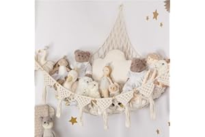 Xugoox Stuffed Animal Net Hammock, Large Storage Hanging Organizer Corner Plush Net Holder for Nursery Bedroom