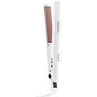 Conair Double Ceramic Flat Iron, 1 Inch, White/Rose Gold